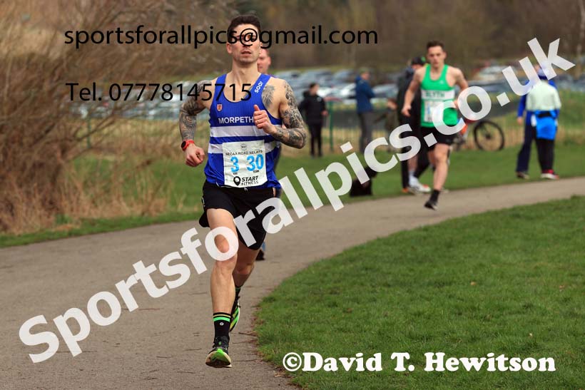 Senior and Veteran Men in the 2024 NECAA Road Relays Champs., Hetton Lyons Country Park, Hetton le Hole, County Durham. Photo: David T. Hewitson/Sports for All Pics